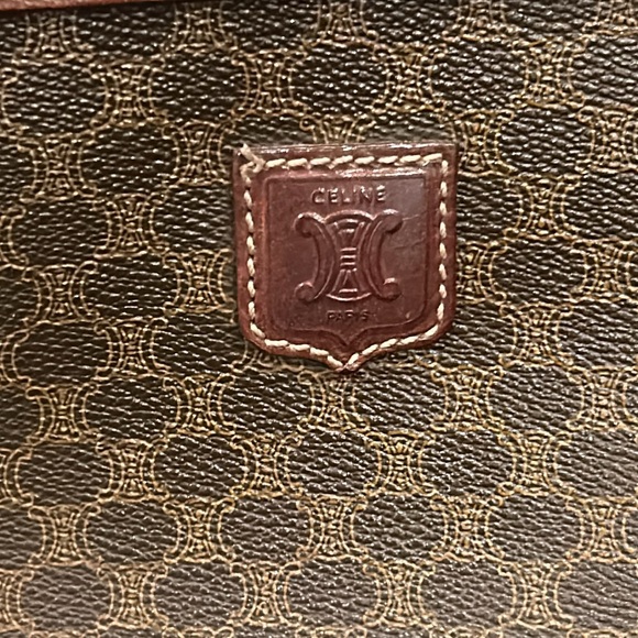 Authentic Celine Vintage Brown Logo Clutch Leather & Web Canvas 11 X 7 Inches - Picture 10 of 16